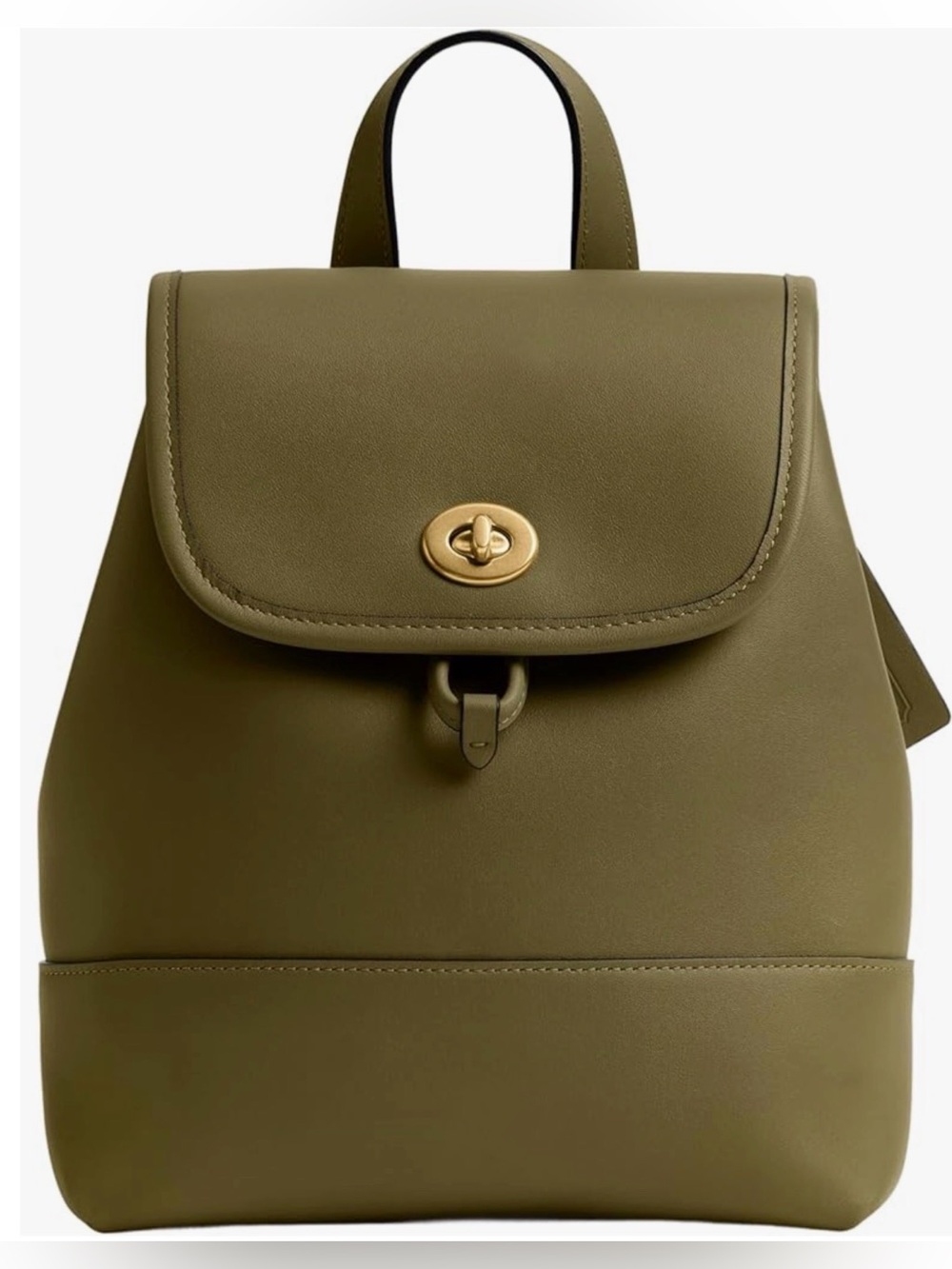 COACH Originals Turnlock Glovetanned Leather Backpack, OLIVE GREEN - Picture 10 of 10